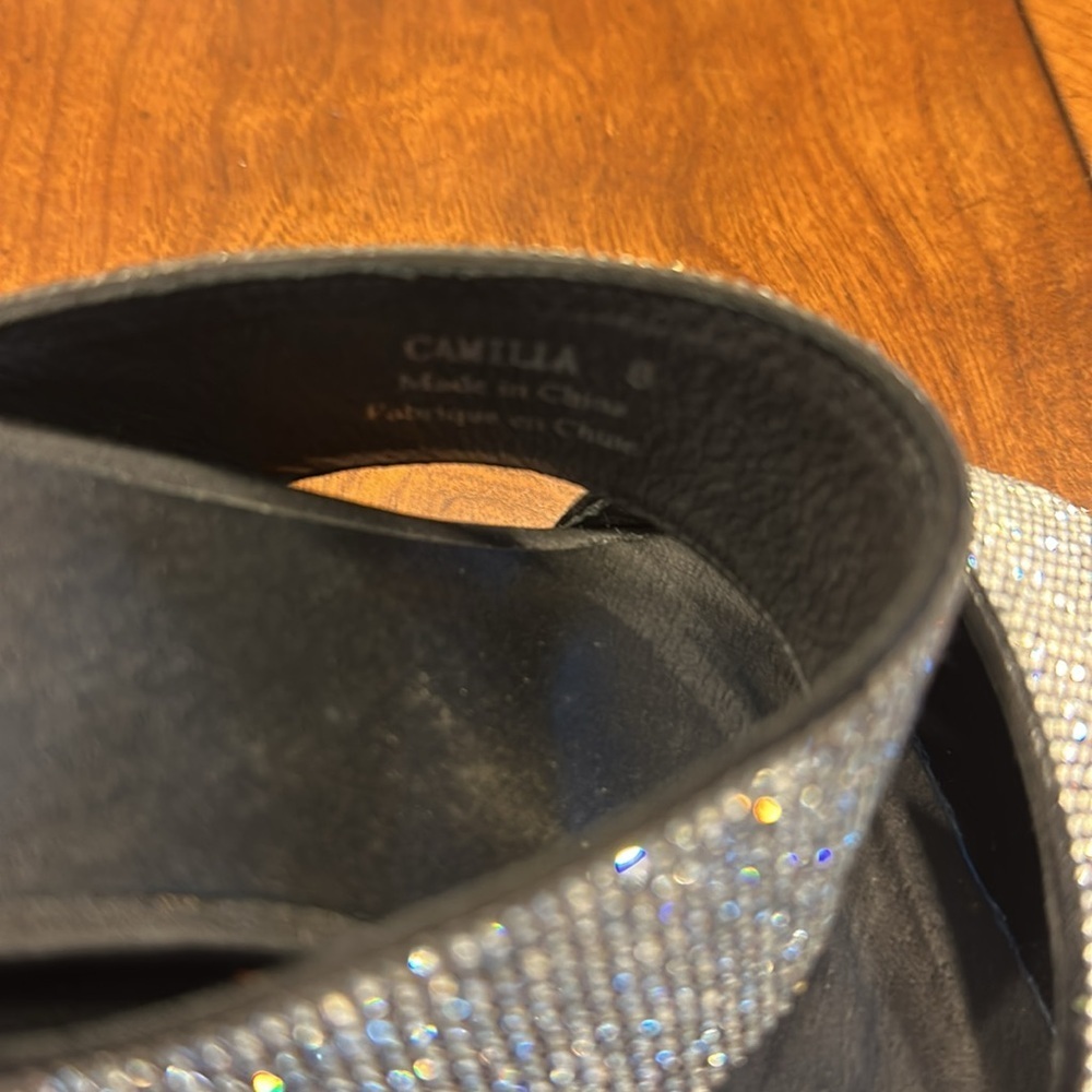 Jeffrey Campbell Camilla Caviar Crystal Sparkle Slide Heels Silver Black Sz 8 - Picture 5 of 7